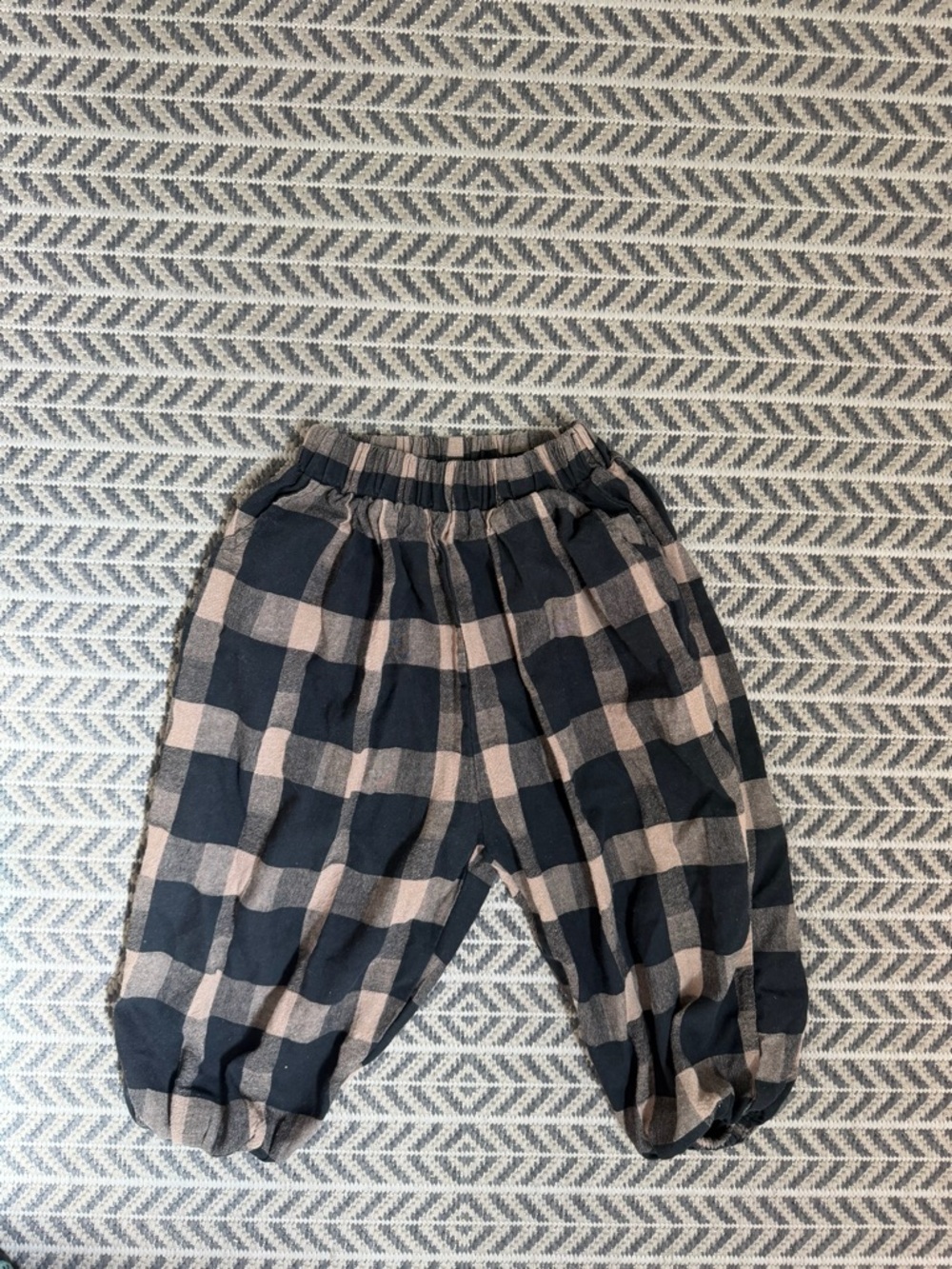 Plaid Harem Pants in Black and Brown